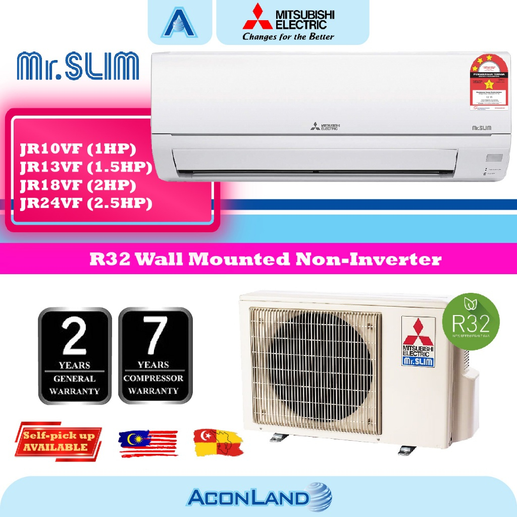 Mitsubishi Aircond Mr Slim Jr Series Non Inverter Air Conditioner