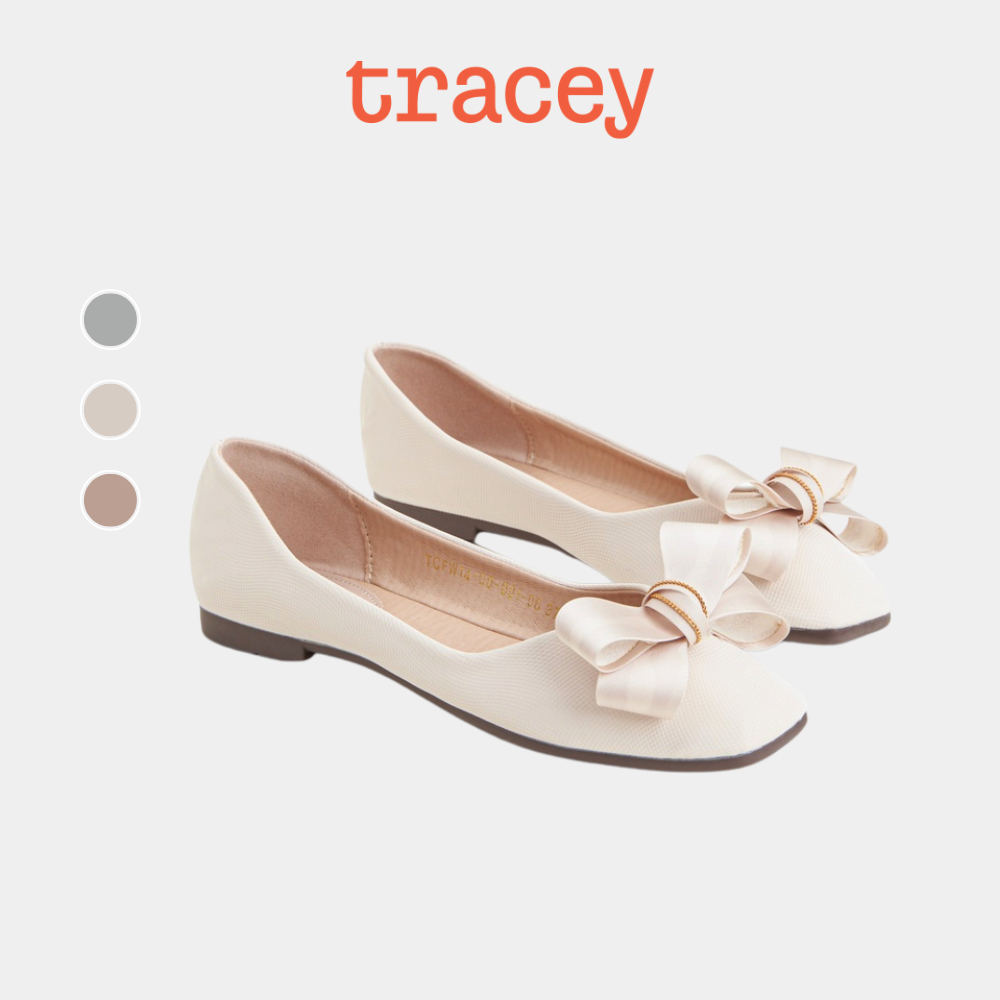 Tracey Melody Bow Comfy Ballerina Women Flats Cover Shoes Kasut