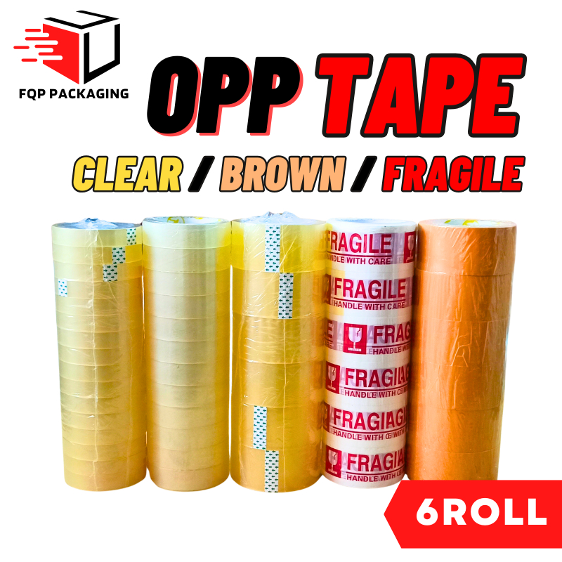 Opp Tape 48mm 6Rolls Bopp Tape Packing Tape Cellophane Tape