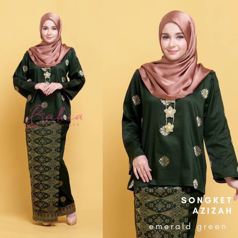 Baju Kurung Kedah Songket Tenun Bunga Tabur Songket Azizah Bold S