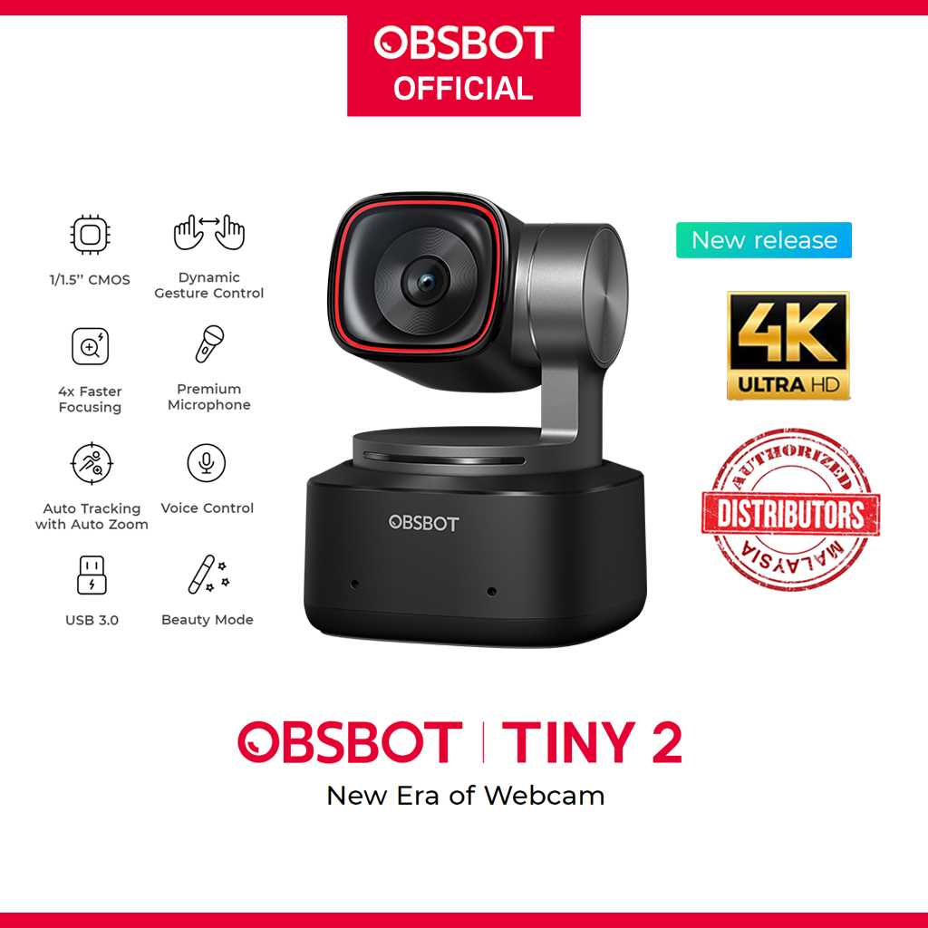 OBSBOT Tiny 2 AI Powered PTZ 4K Webcam Shopee Malaysia