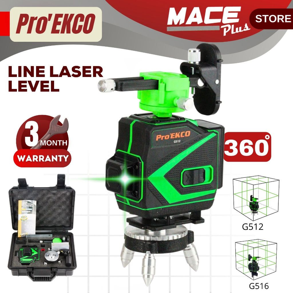 PRO EKCO G512 G516 12 16 Line 3D 4D Laser Level Light Self Leveling