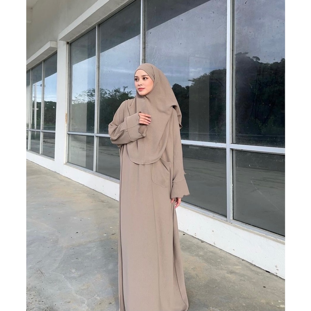 Readystock Adeline Kaftan Attach Tudung Haurabelle Kaftan Ironless