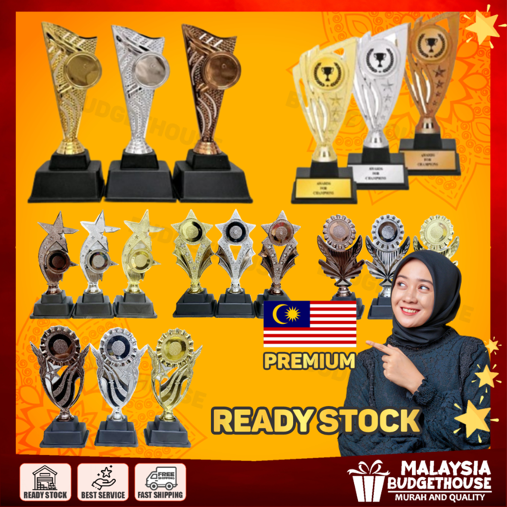 Plastic Trophy Piala Free Design Sticker Medal Hadiah Sukan Award