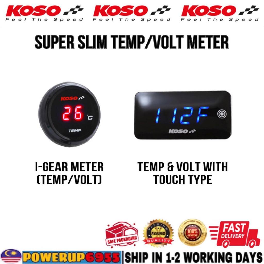 ORIGINAL KOSO SUPER SLIM I GEAR TOUCH SCREEN TEMPERATURE VOLTAGE METER