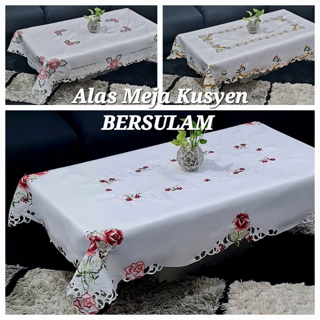 Alas Meja Sofa Sulam 98 Cm X 146 Cm Table Cloth For Sofa Table