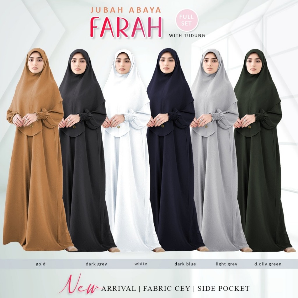 New Season Arrival Jubah Abaya Farah Free Size With Tudung Sarung Full