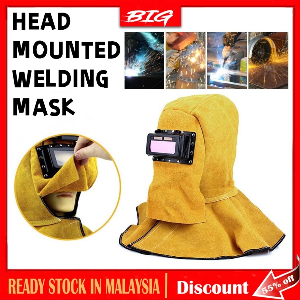 Professional Welding Mask Welding Shield Cowhide Head Wear Welding