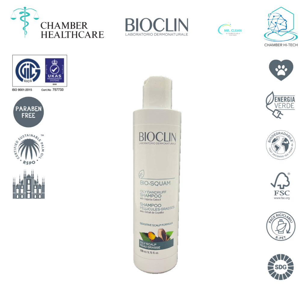 Bioclin Bio Squam Shampoo For Sensitive Skin Oily Dandruff Dry