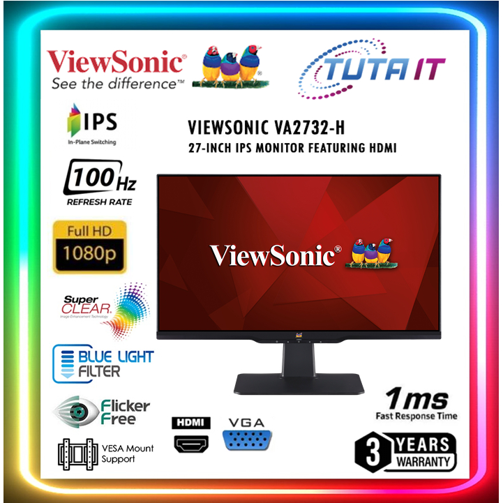 VIEWSONIC 27 VA2732H VA2732 H 27 IPS 100HZ 4MS VGA HDMI