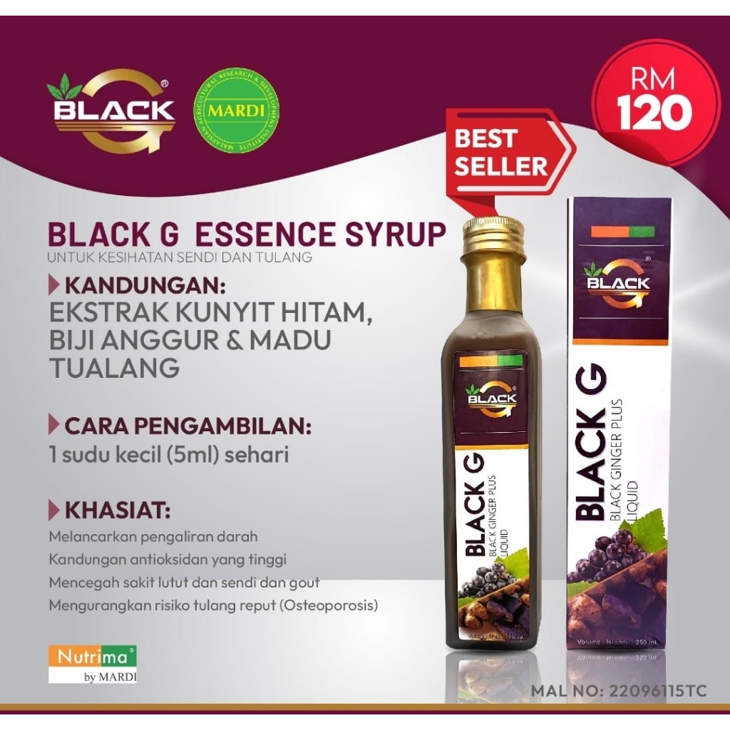 Jus Kunyit Hitam Black G Mardi Kebas Tangan Turun Uric Asid Gout