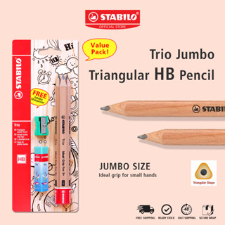 Stabilo Graphite Pencil Trio Jumbo Hb Pencil Stationery In Blister