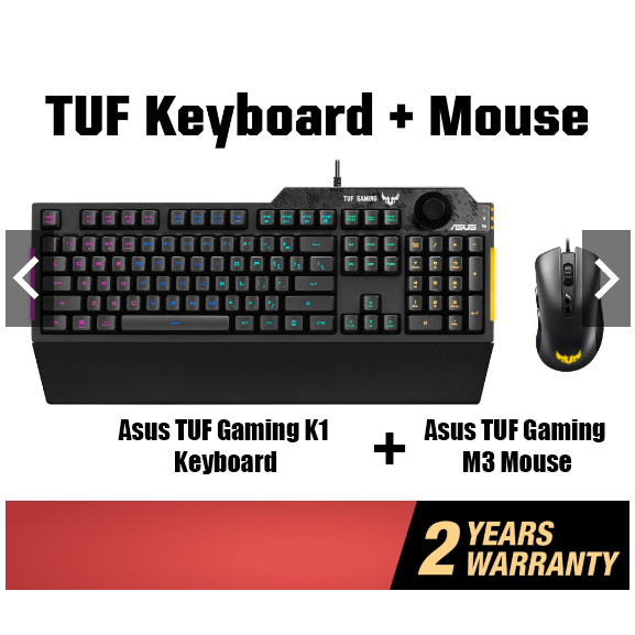 ASUS TUF Gaming Gear Combo Set Asus TUF M3 Mouse And Asus TUF K1 RGB