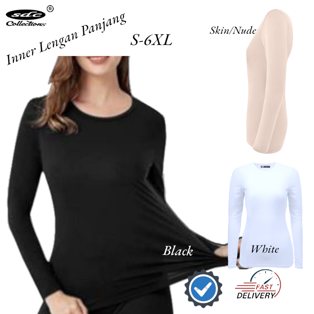 SDC INNER Baju Lengan Long Sleeve Tshirt Muslimah Inner Plus Size Baju