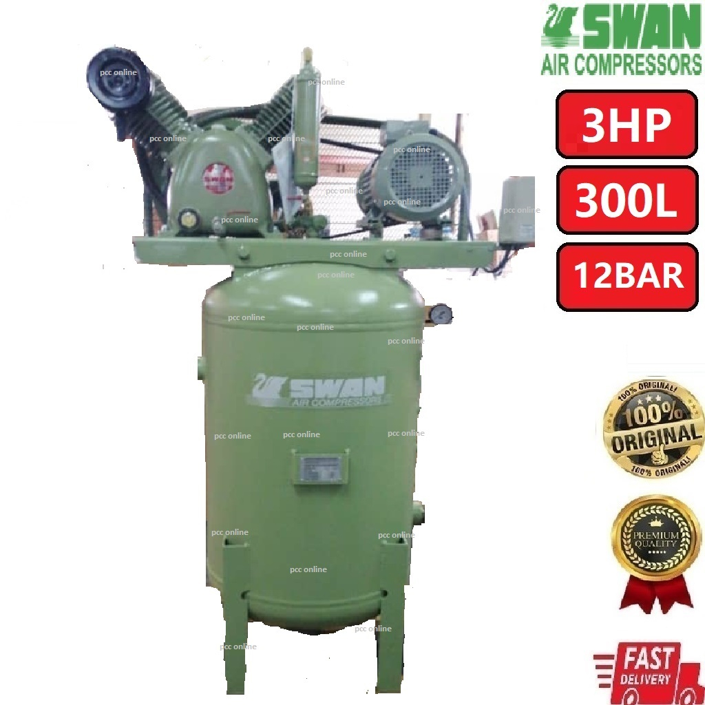 Swan HVP 205V Air Compressor High Pressure 3HP 5HP 300L 12Bar Single