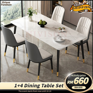 Dining Table 餐桌 Meja Makan Marble Meja Makan 4 6 Kerusi Ikea Nordic Set