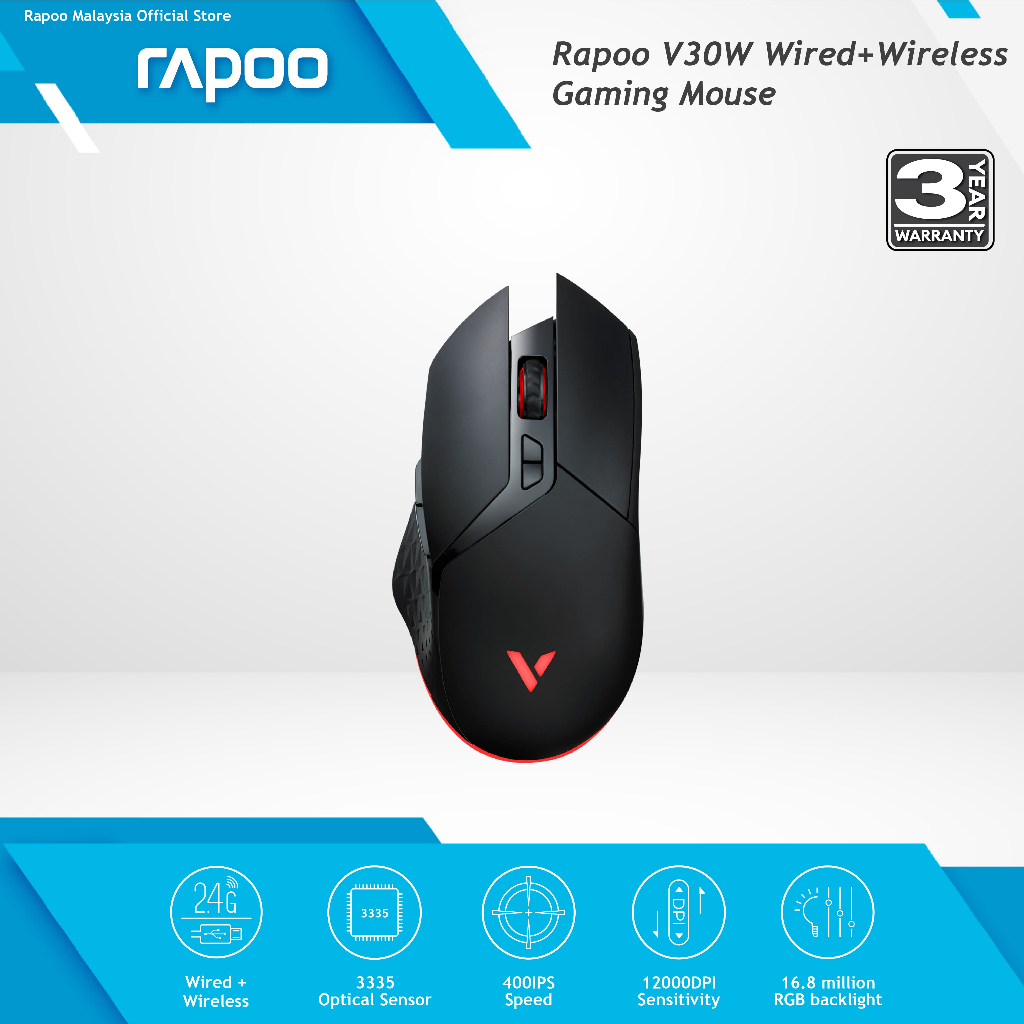 Rapoo V W Wired Wireless Dual Mode Gaming Mouse With Millions Rgb