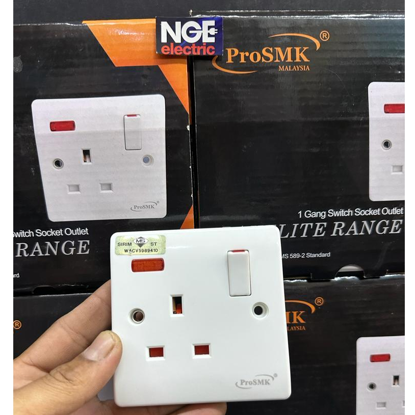 PROMOSI ProSMK 13A 1G SWITCH SOCKET NEON BAKELITE SIRIM Tahan Panas