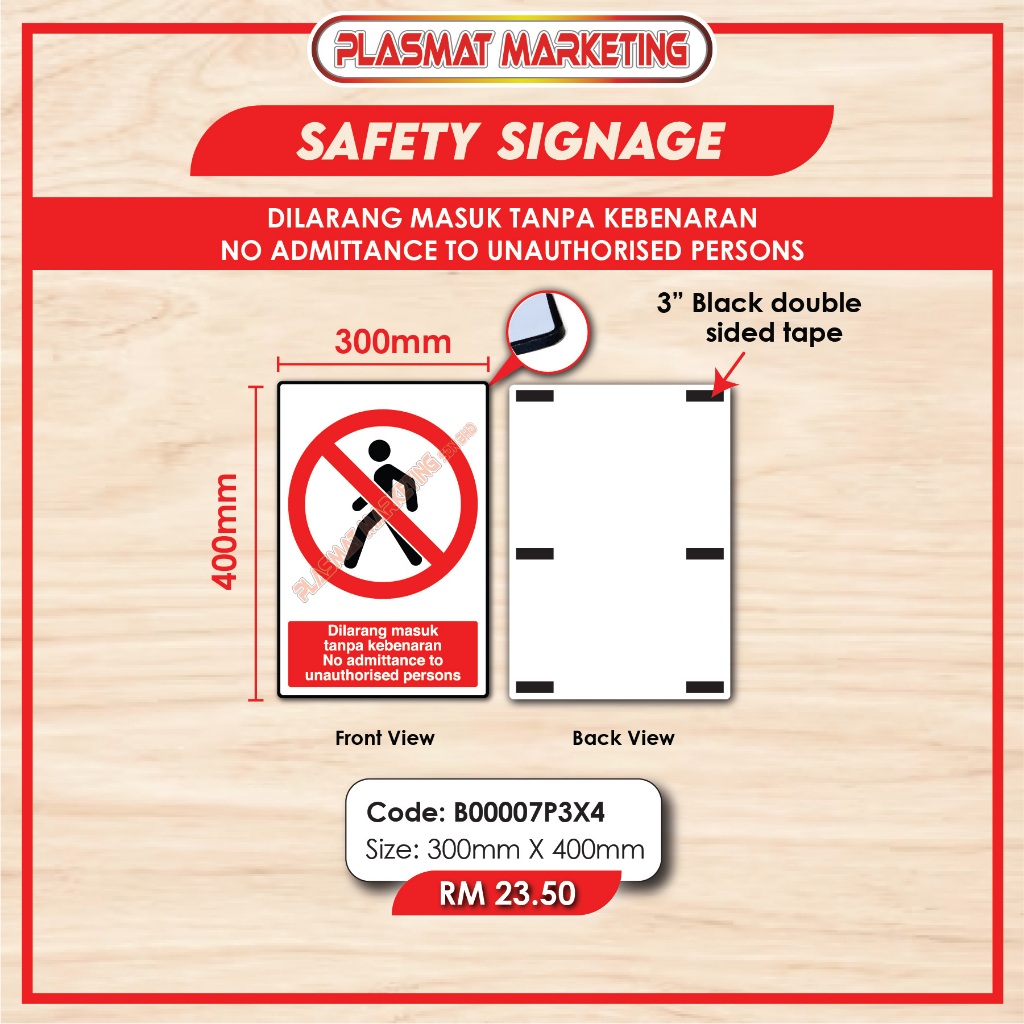 Safety Sign Dilarang Masuk Tanpa Kebenaran Shopee Malaysia