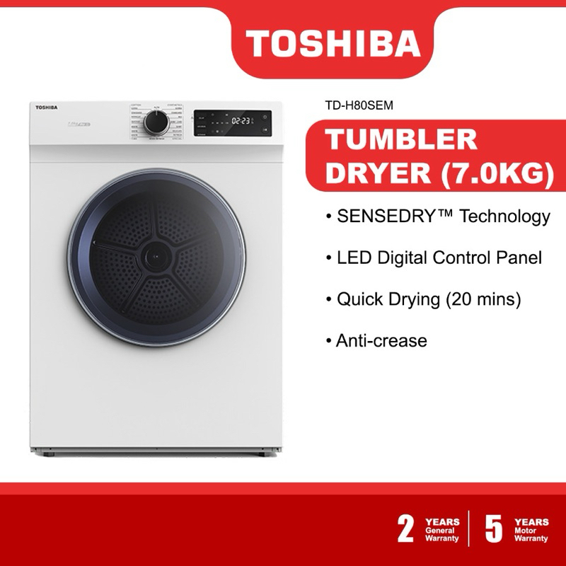 Toshiba Kg Air Vented Tumble Dryer Td H Sem Mesin Pengering