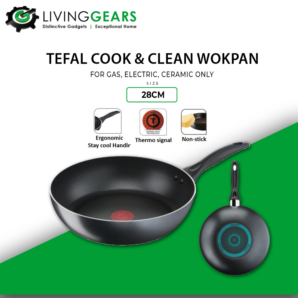 Tefal Cook Clean Wokpan 28cm Non Stick Cookware Titanium Non Stick