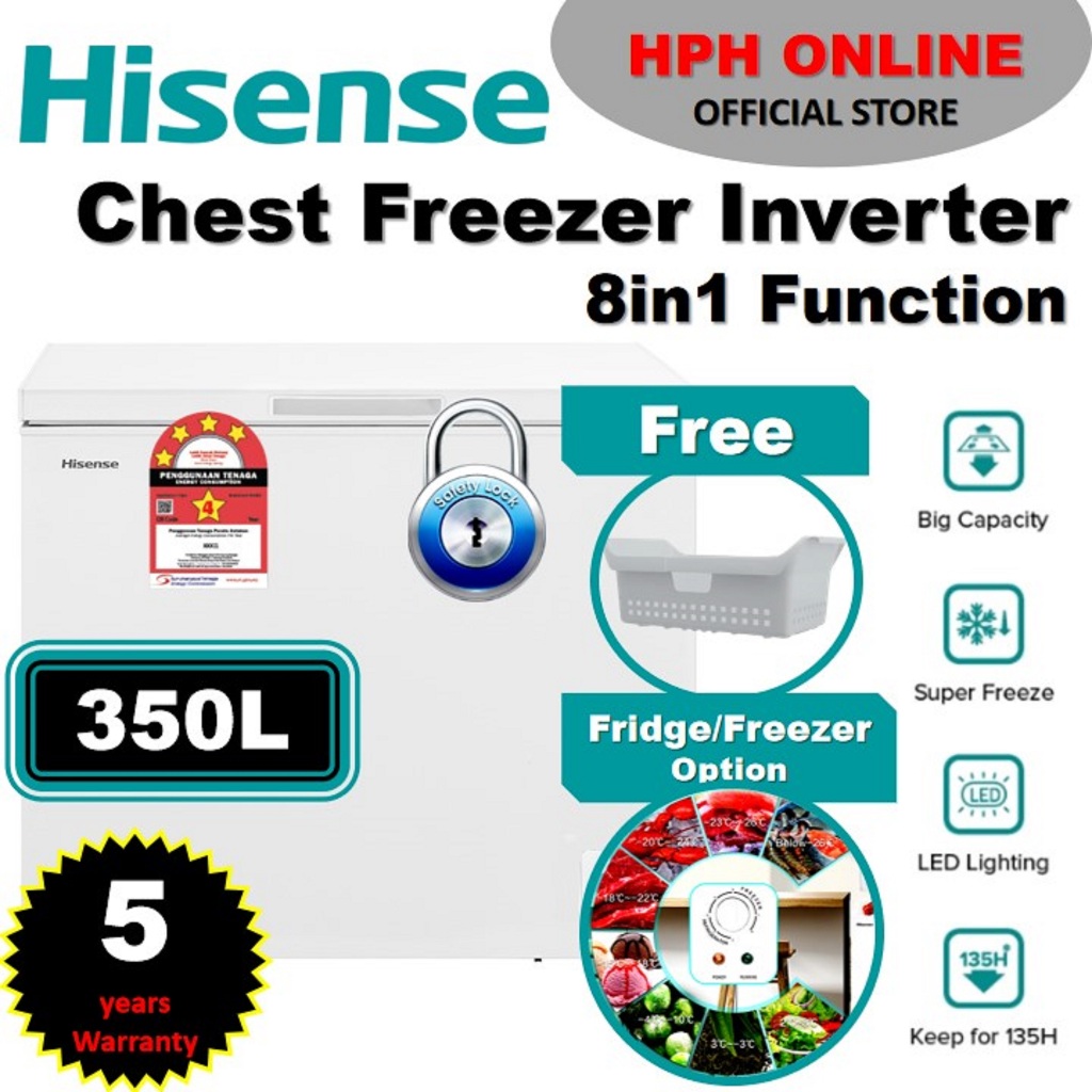 Hisense Freezer 350L 4 Star Enegry Saving Super Freeze 360 Cooling 8