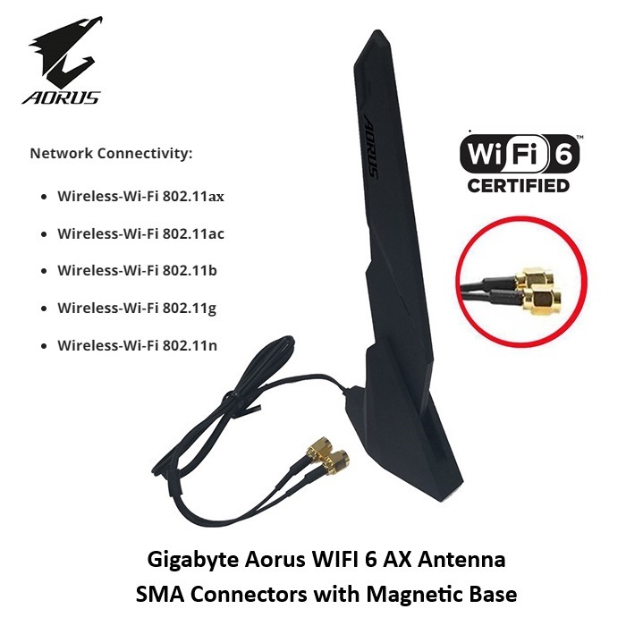 Gigabyte Wifi Antenna G Ghz Dual Male Rp Sma Connectors Magnetic