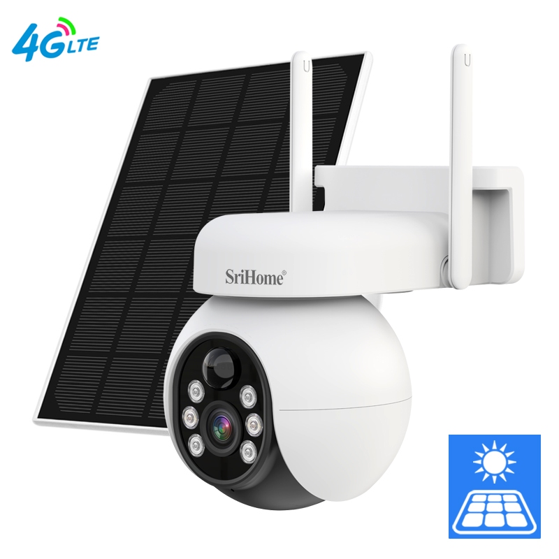 4G Sim Card Solar CCTV Outdoor SriHome DH001 4MP 2K WiFi Camera