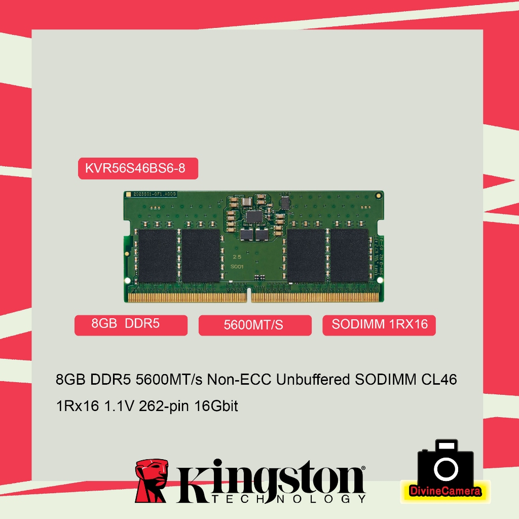 KINGSTON 8GB 16GB 32GB DDR5 5600MT S Non ECC Unbuffered SODIMM CL46