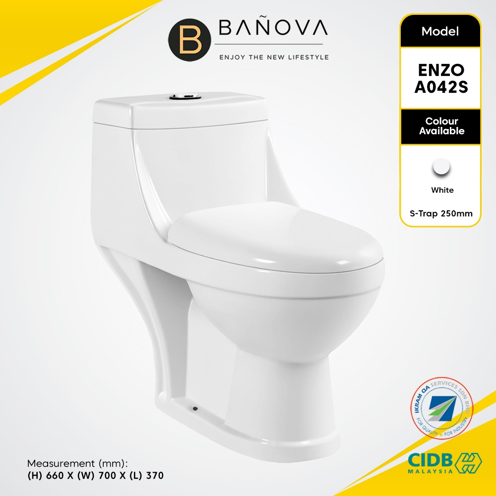 Limit To 1 Unit Per Order BANOVA One Piece ENZO A042 WC Toilet Bowl S