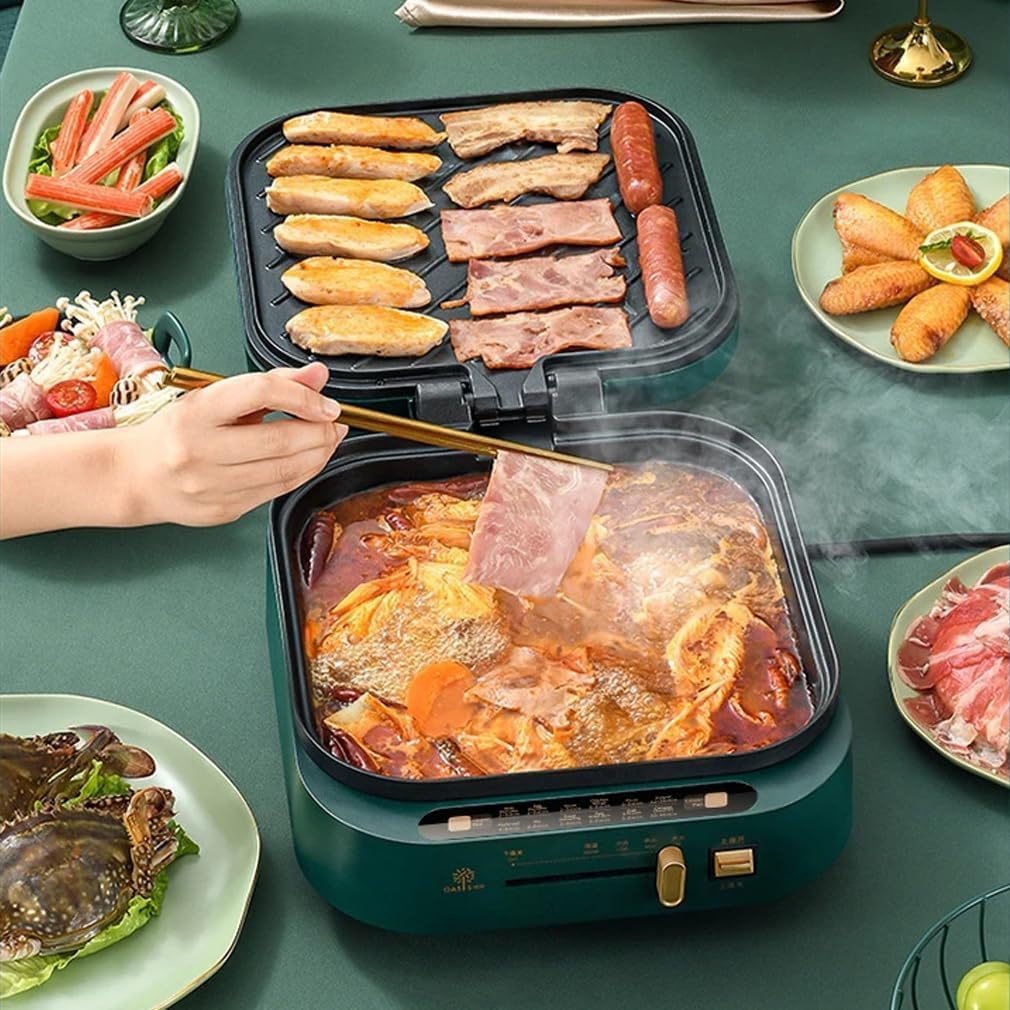 Liven Electric Grill And Hot Pot With Glass Pot Lid For Bbq Pancake