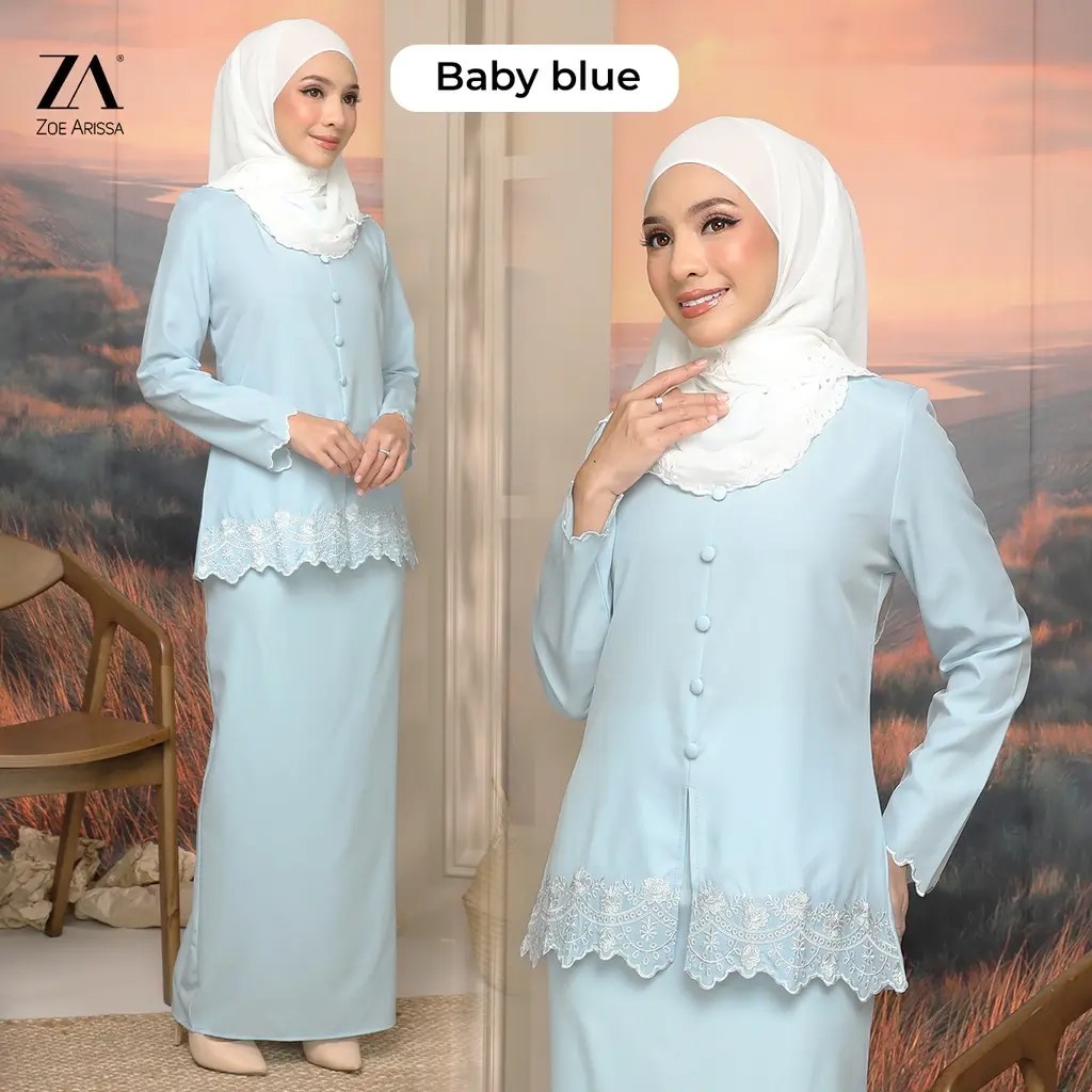 Baju Kurung Moden Aulilia Sulam Plain Baju Raya Viral Baju