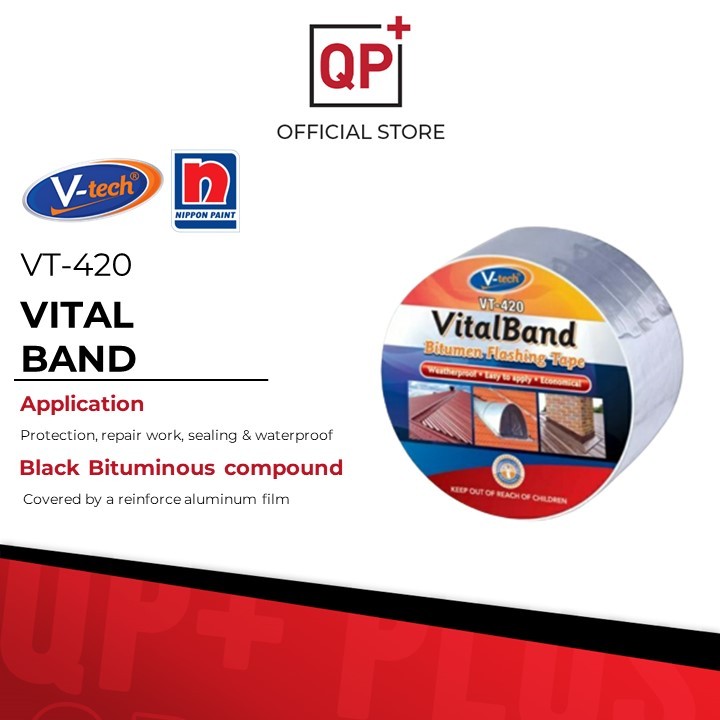 V TECH VITAL BAND BITUMEN FLASHING TAPE PITA GAM ATAP BOCOR PENAMPAL