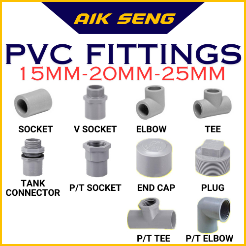 PVC Pipe Fitting Paip PVC Connector Socket Elbow Tee Valve Socket Plug