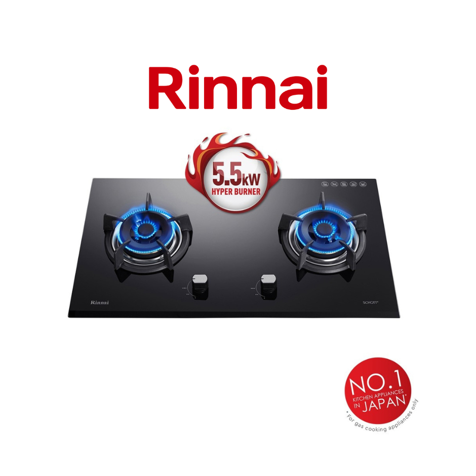 Rinnai Hyper 2 Burner Built In Gas Hob Free Gas Regulator X 1 Set