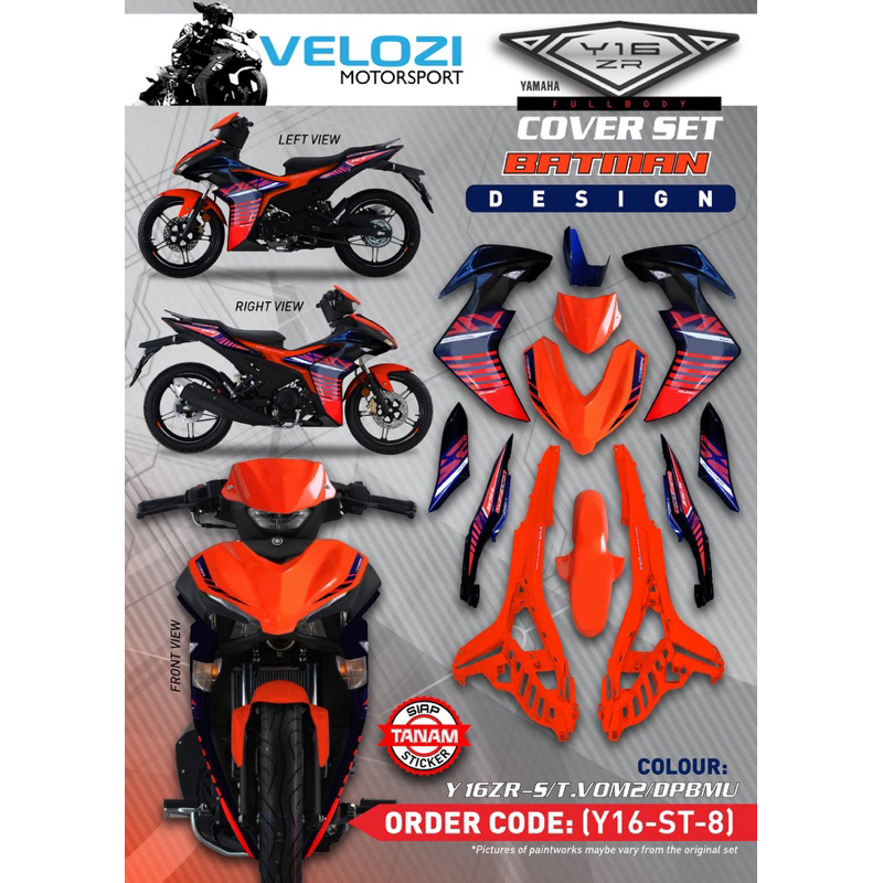 VELOZI YAMAHA Y16 Y16ZR NOT ABS STANDARD DESIGN BATMAN ORANGE VOM2