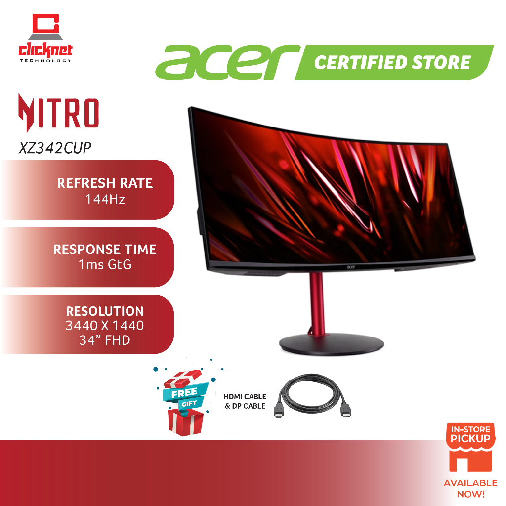 ACER NITRO XZ342CU V3BMIIPHX 34 WQHD 180HZ LED CURVED GAMING MONITOR