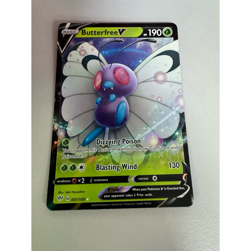 Grass Leaf Type Pokemon Card V Butterfree V Darkness Ablaze