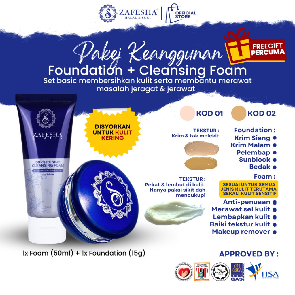 Set Basic Jeragat Zafesha Foundation Cleanser Beauty Soap