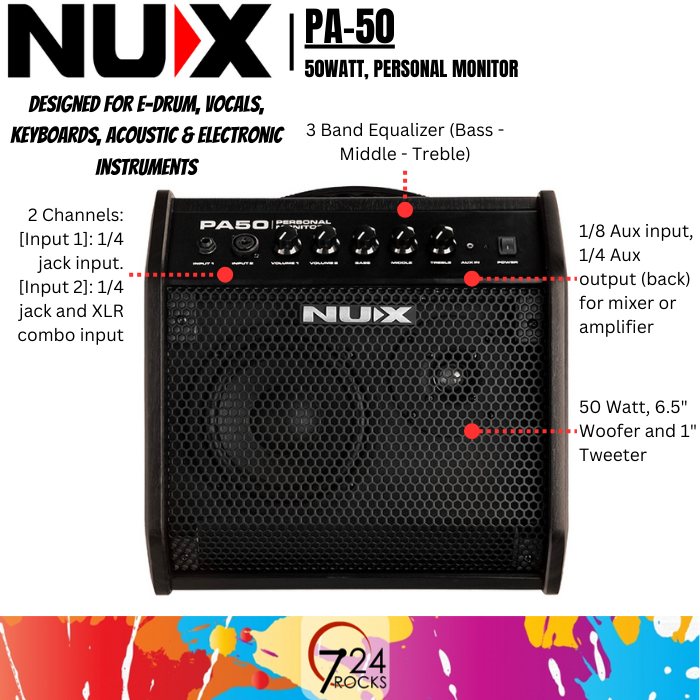 Nux Amplifier Nux Pa Watts Powered Personal Monitor Speaker Drum