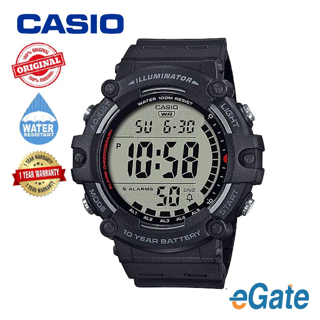 Original Casio Digital Black Resin Strap Men S Watch Ae Wh