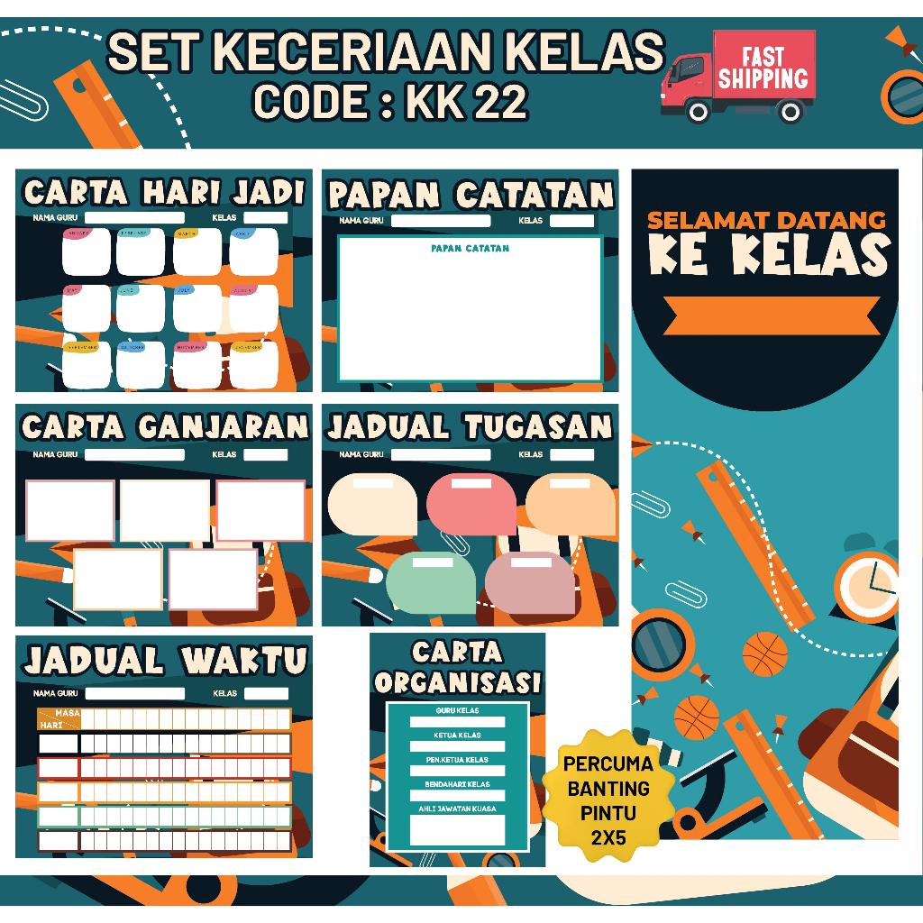 Set Keceriaan Kelas Design Ts Banner Hiasan Kelas Untuk Murid