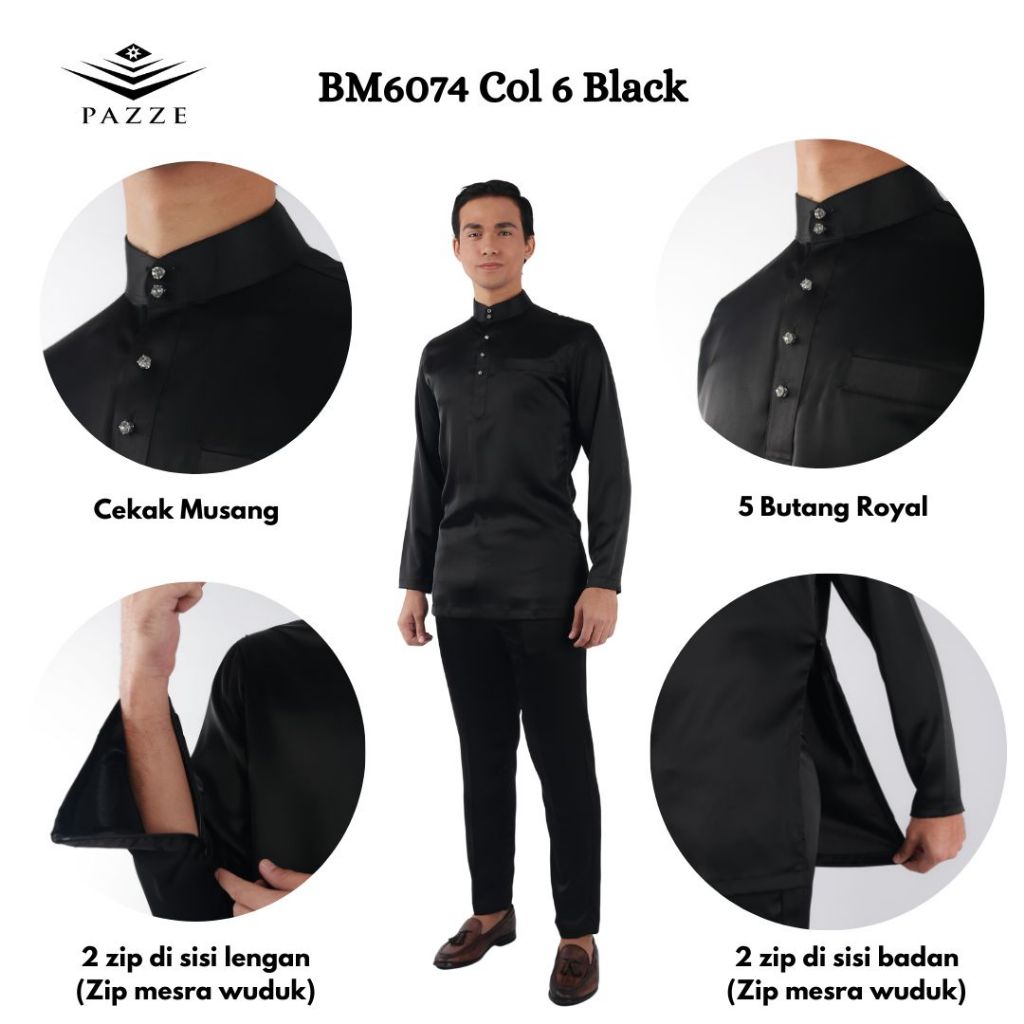 Cod Ready Stock Pazze Baju Melayu Modern Slim Fit Italian Paloma