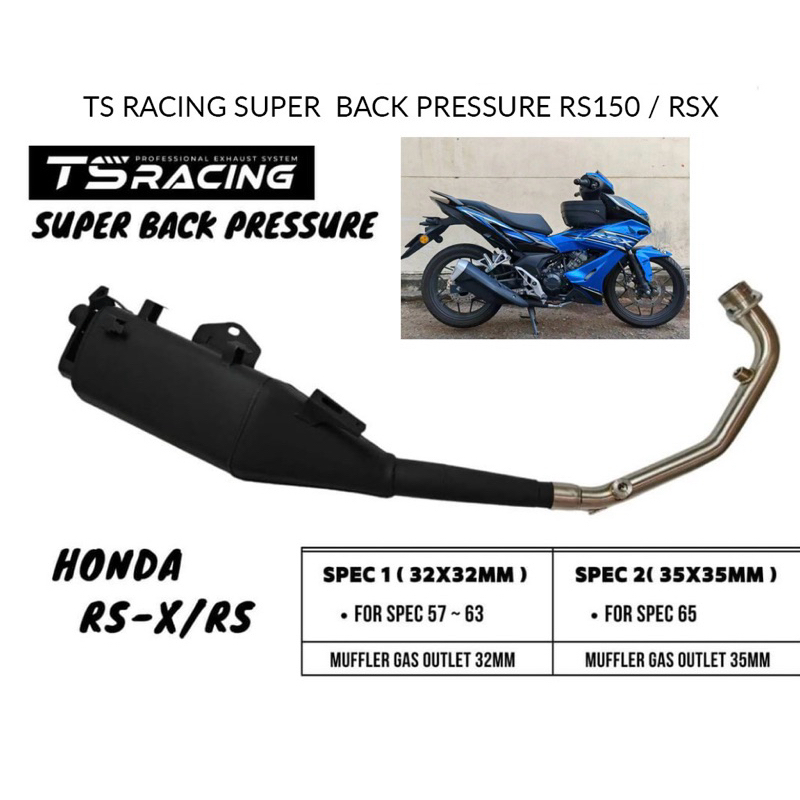 TS RACING RSX RS150 V1 V2 EXHAUST SUPER BACK PRESSURE RACING RSX RS150