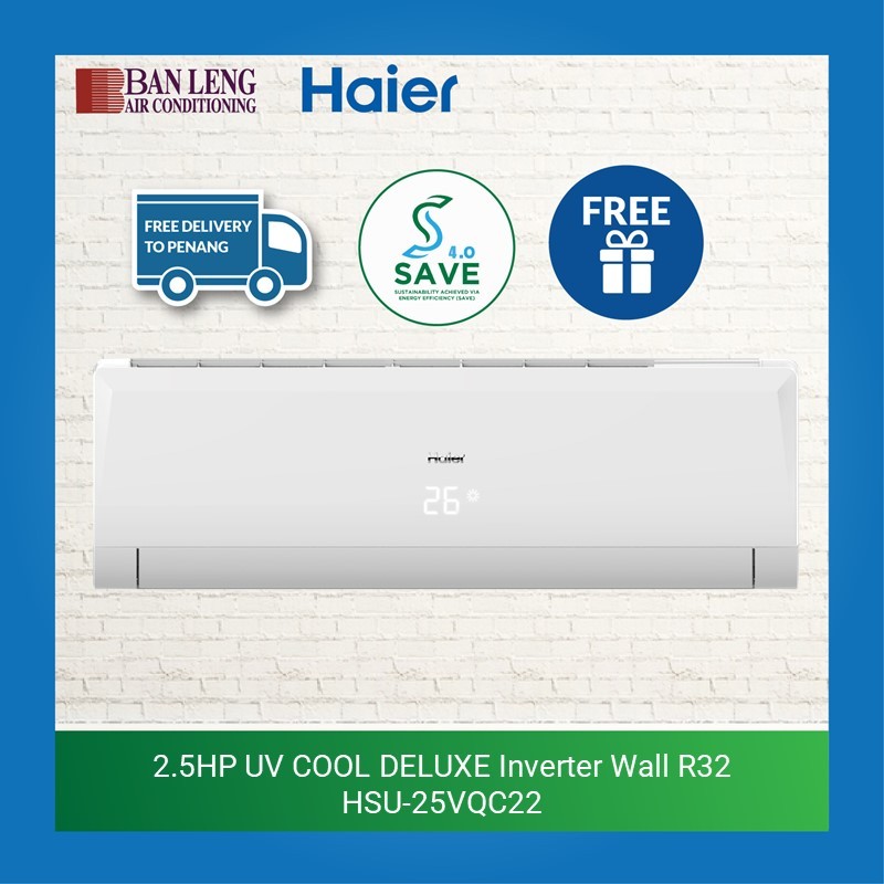 HAIER INVERTER UV COOL DELUXE WALL MOUNTED R32 NON INVERTER HSU 25VQC22