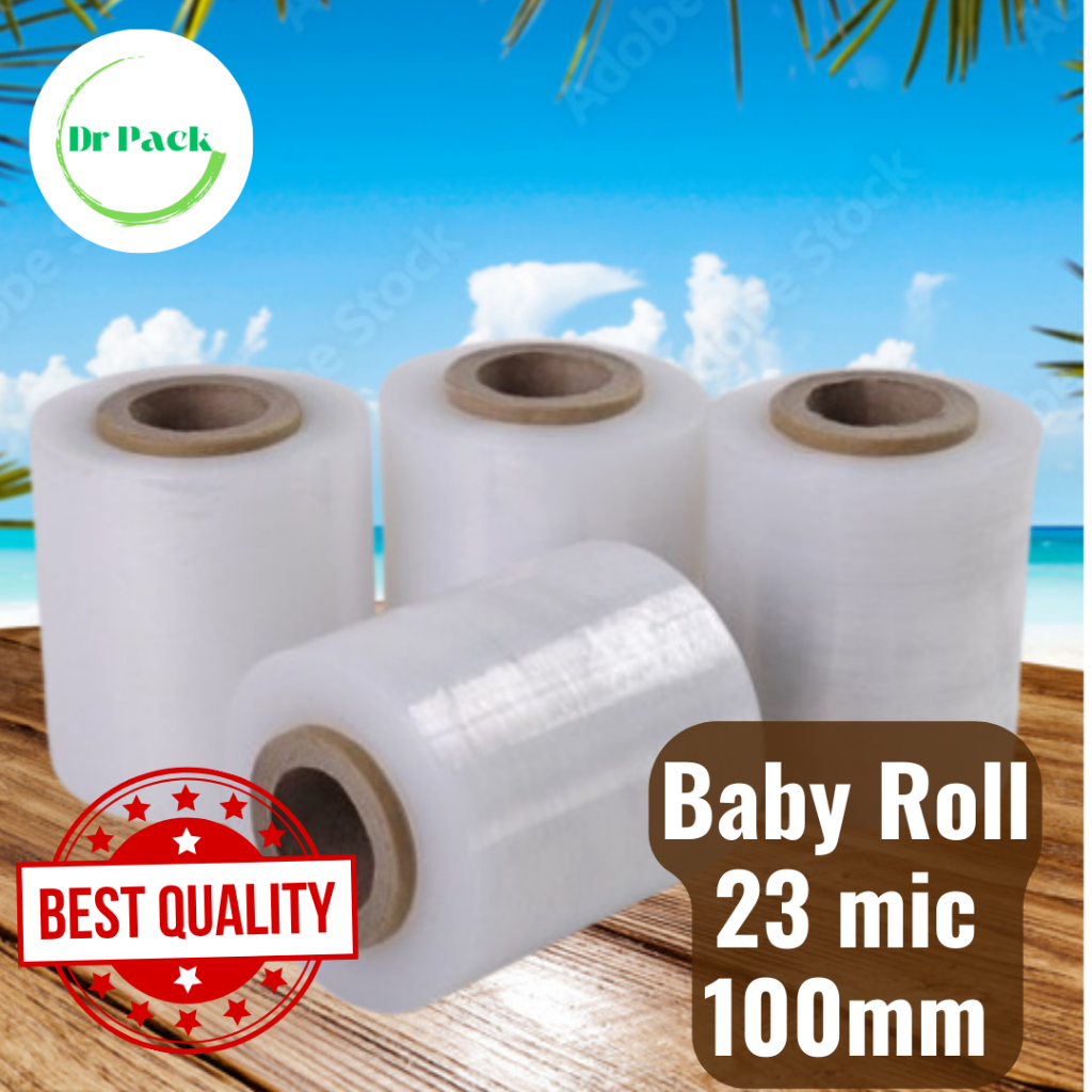 DR PACK BABY ROLL STRETCH FILM WRAPPING FILM MINI ROLL CLEAR BLACK