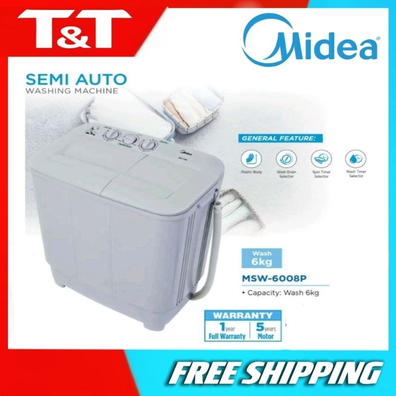 Midea Semi Auto Washing Machine Kg Msw Light Grey Shopee