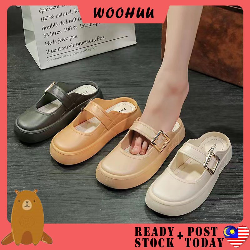 Ready Stock Woohuu Women Flat Wedge Sandals Kasut Perempuan Shopee