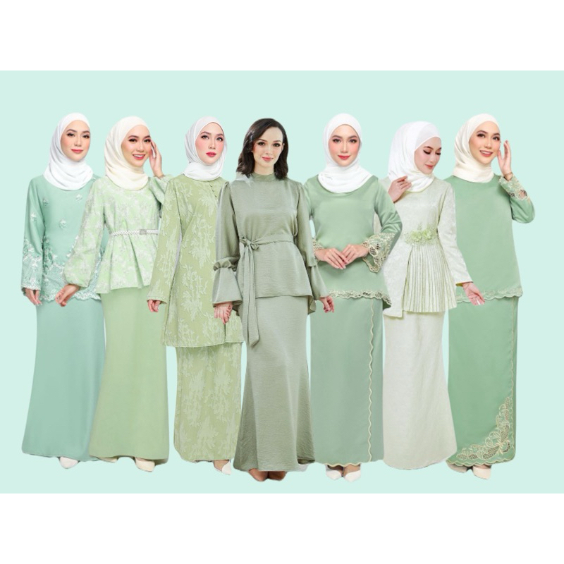 S Xl Tea Green Green Dusty Green Olive Kurung Modern Baju