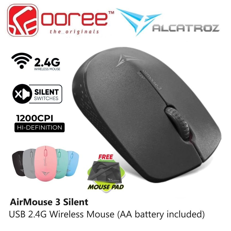 ALCATROZ AIRMOUSE 3 SILENT USB 2 4G WIRELESS MOUSE 1200 CPI 3 BUTTON